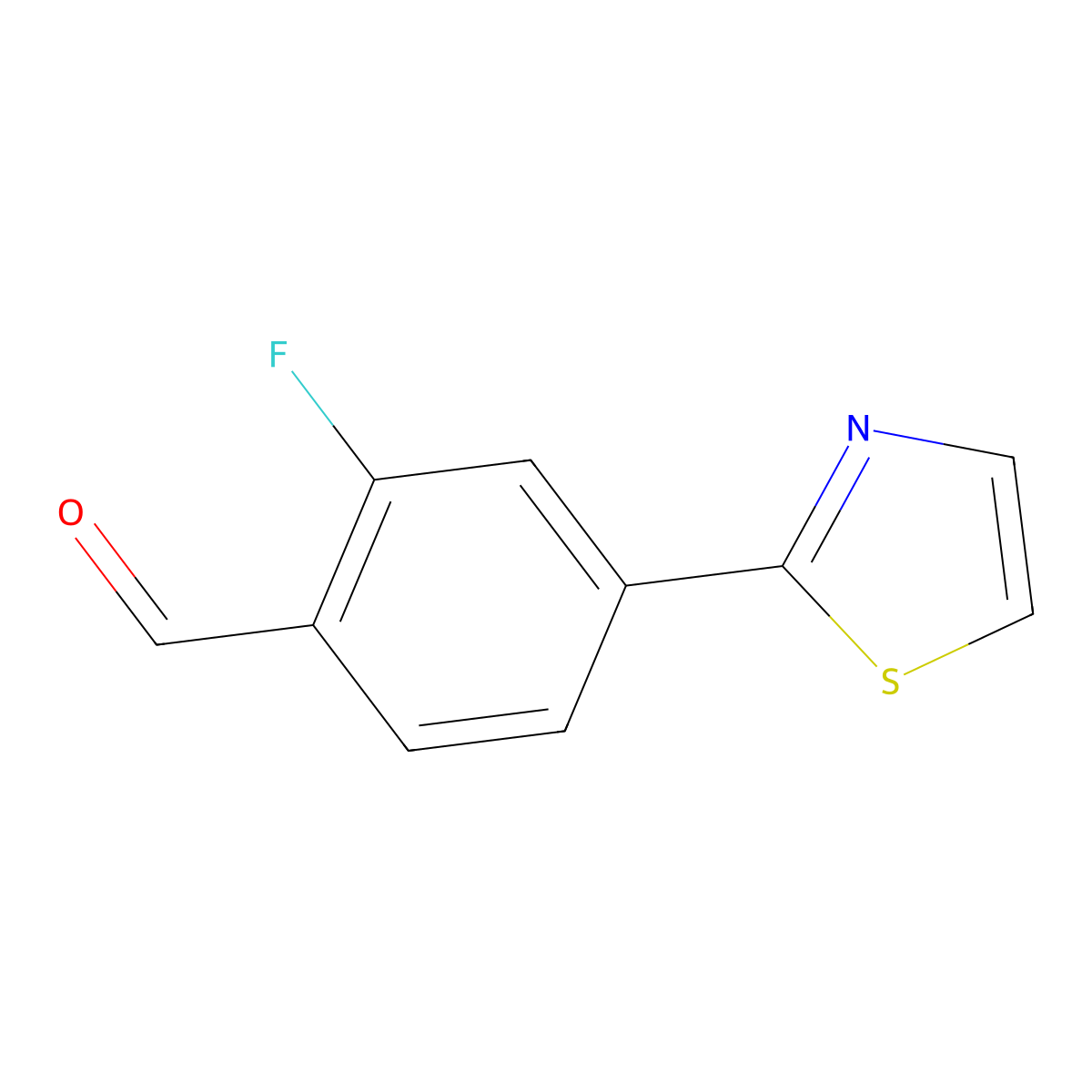 2-Fluoro-4-(1,3-thiazol-2-yl)benzaldehyde molecular structure, CAS 1016544-28-7