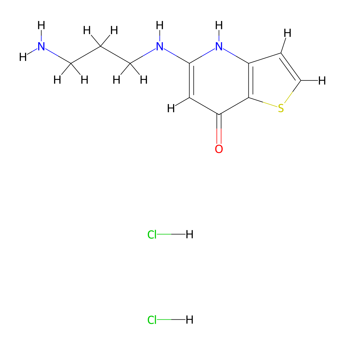 5-(3-aminopropylamino)-4H-thieno[3,2-b]pyridin-7-one;dihydrochloride molecular structure, CAS 1016552-68-3