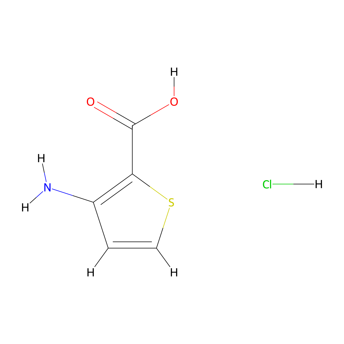 3-Aminothiophene-2-carboxylic acid--hydrogen chloride (1/1) molecular structure, CAS 1016552-72-9