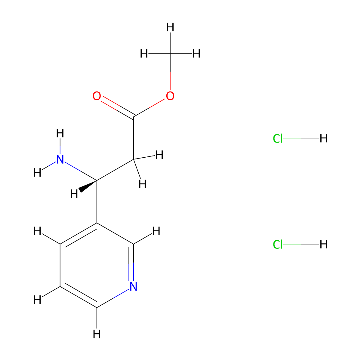 Methyl (R)-3-amino-3-(pyridin-3-yl)propanoate dihydrochloride molecular structure, CAS 1016558-17-0