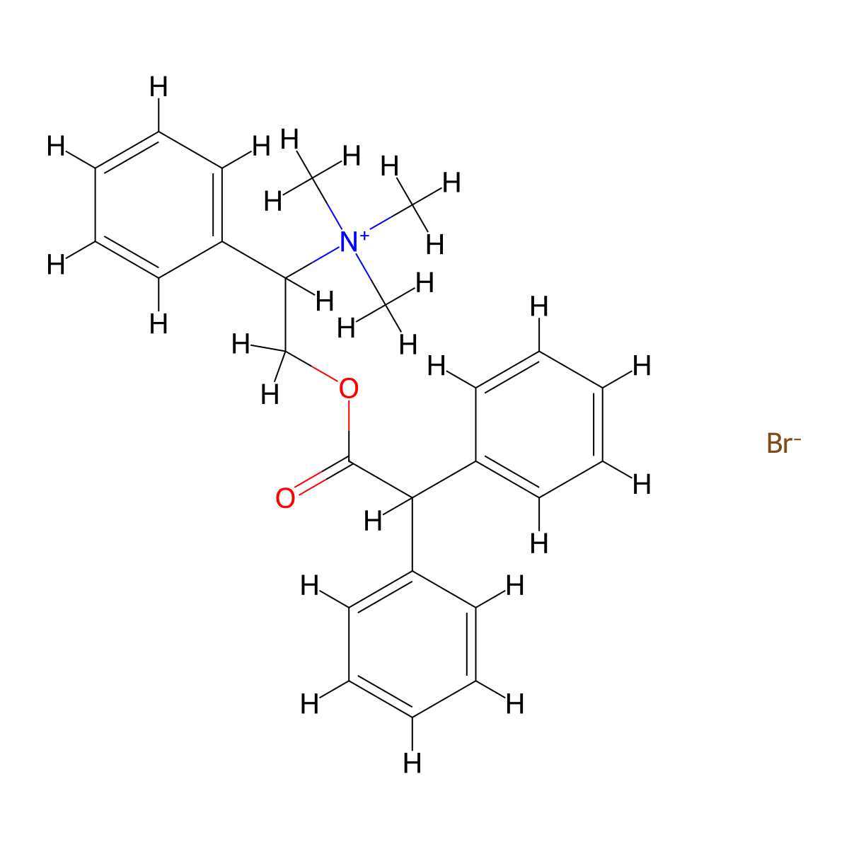 Ammonium, (alpha-(hydroxymethyl)benzyl)trimethyl-, bromide, diphenylacetate molecular structure, CAS 101657-02-7