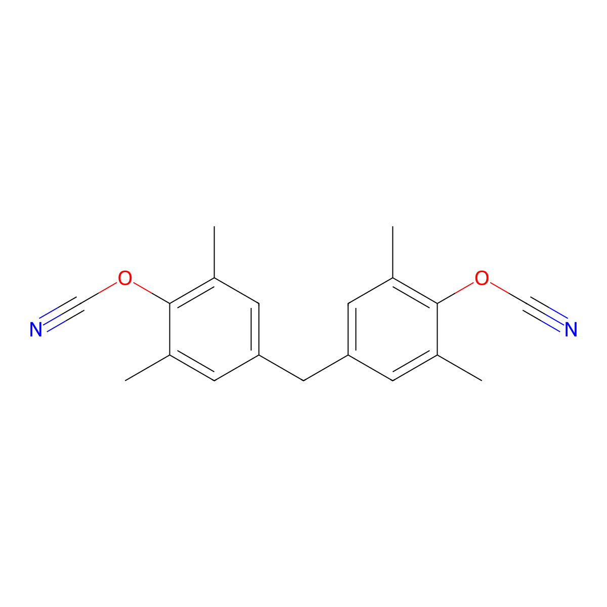 4,4'-Methylenebis(2,6-dimethylphenyl cyanate) molecular structure, CAS 101657-77-6