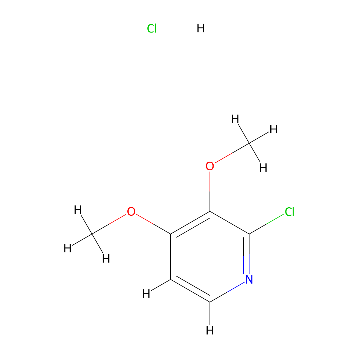 2-Chloro-3,4-dimethoxypyridine--hydrogen chloride (1/1) molecular structure, CAS 101664-59-9