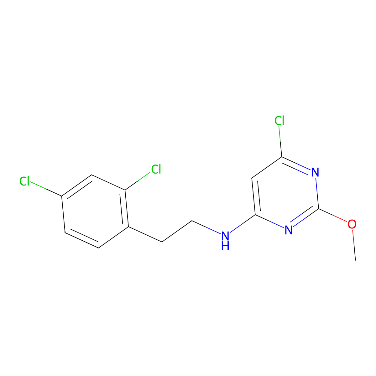 6-Chloro-N-[2-(2,4-dichlorophenyl)ethyl]-2-methoxy-4-pyrimidinamine molecular structure, CAS 1016644-41-9