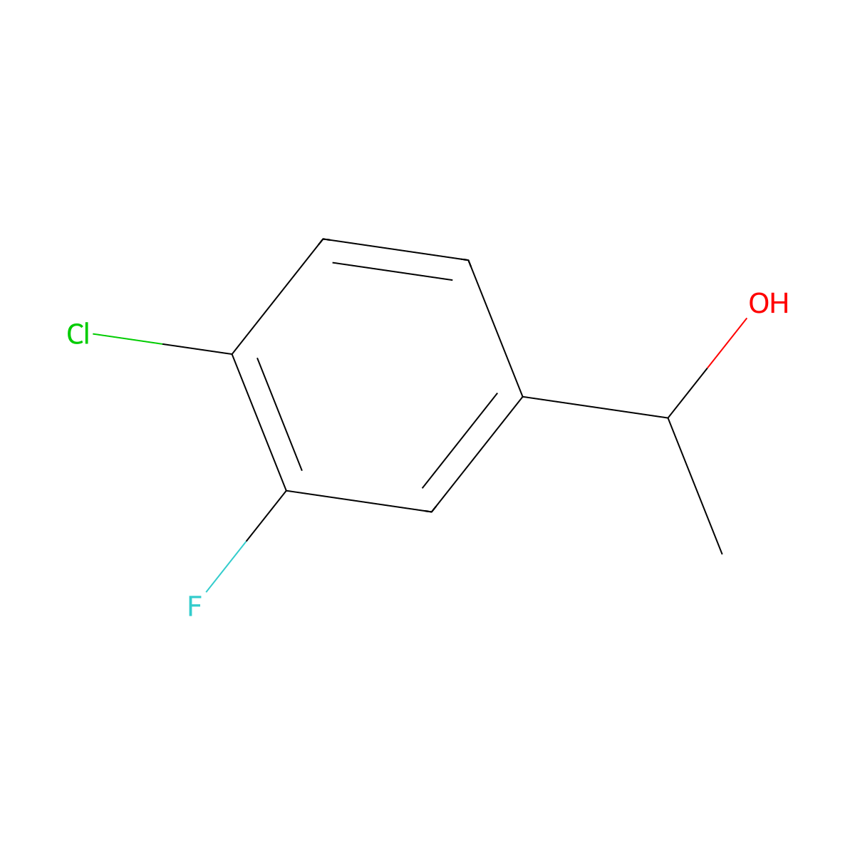 (R)-1-(4-Chloro-3-fluorophenyl)ethan-1-ol molecular structure, CAS 1016646-05-1