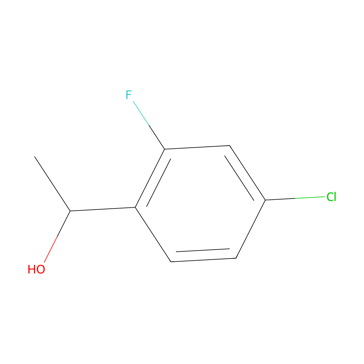 (R)-1-(4-Chloro-2-fluorophenyl)ethan-1-ol molecular structure, CAS 1016646-16-4