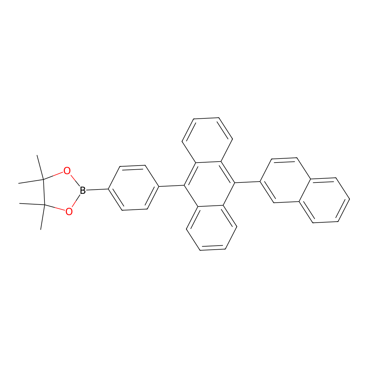 4,4,5,5-Tetramethyl-2-(4-(10-(naphthalen-2-yl)anthracen-9-yl)phenyl)-1,3,2-dioxaborolane molecular structure, CAS 1016653-44-3