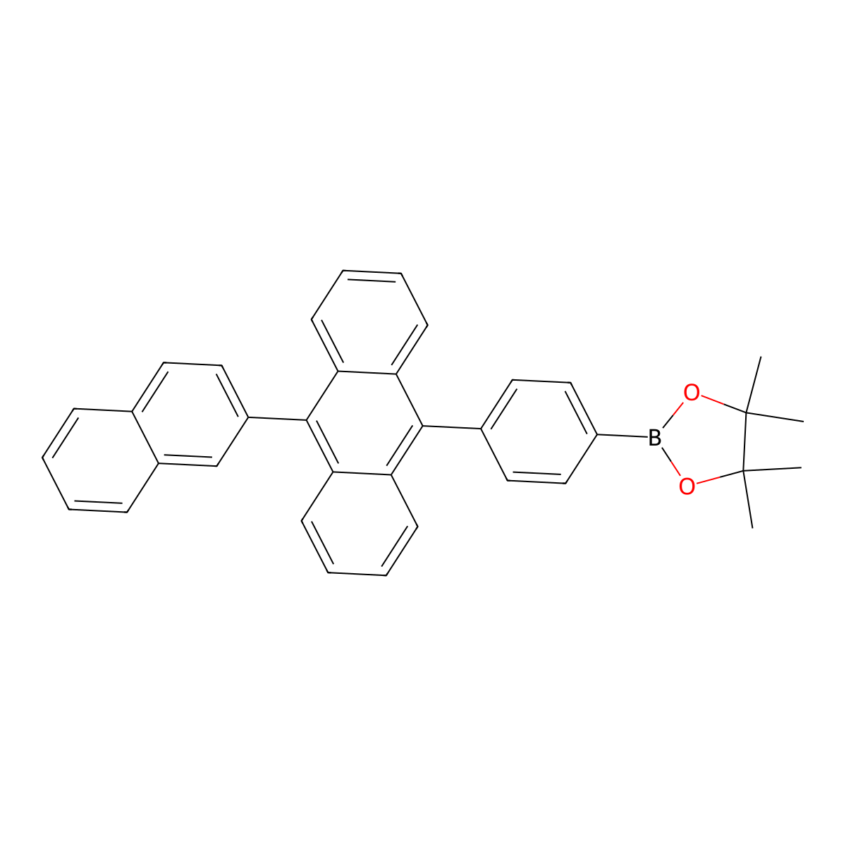 4,4,5,5-Tetramethyl-2-(4-(10-(naphthalen-2-yl)anthracen-9-yl)phenyl)-1,3,2-dioxaborolane molecular structure, CAS 1016653-44-3