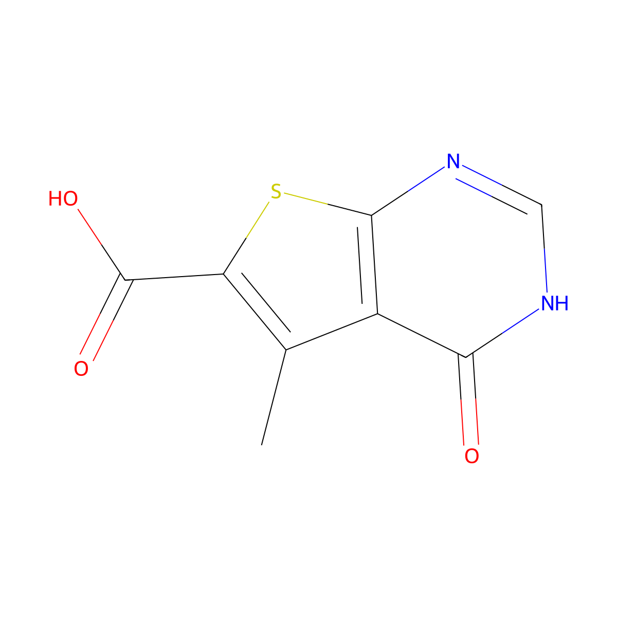 5-methyl-4-oxo-3H,4H-thieno[2,3-d]pyrimidine-6-carboxylic acid molecular structure, CAS 101667-97-4