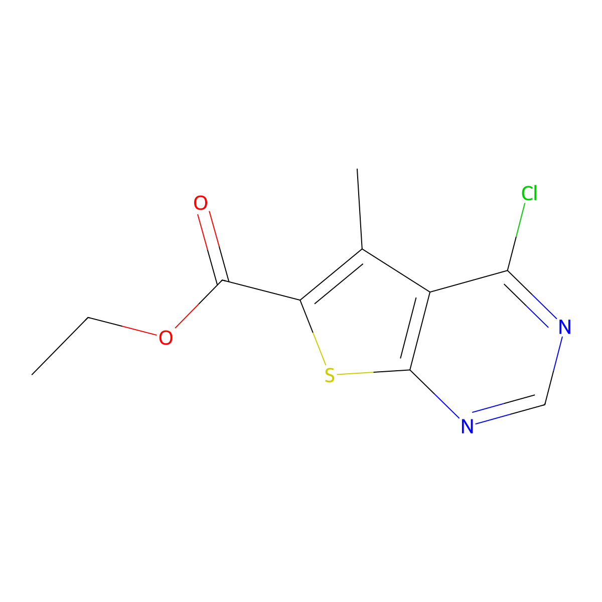 Ethyl 4-chloro-5-methylthieno[2,3-d]pyrimidine-6-carboxylate molecular structure, CAS 101667-98-5
