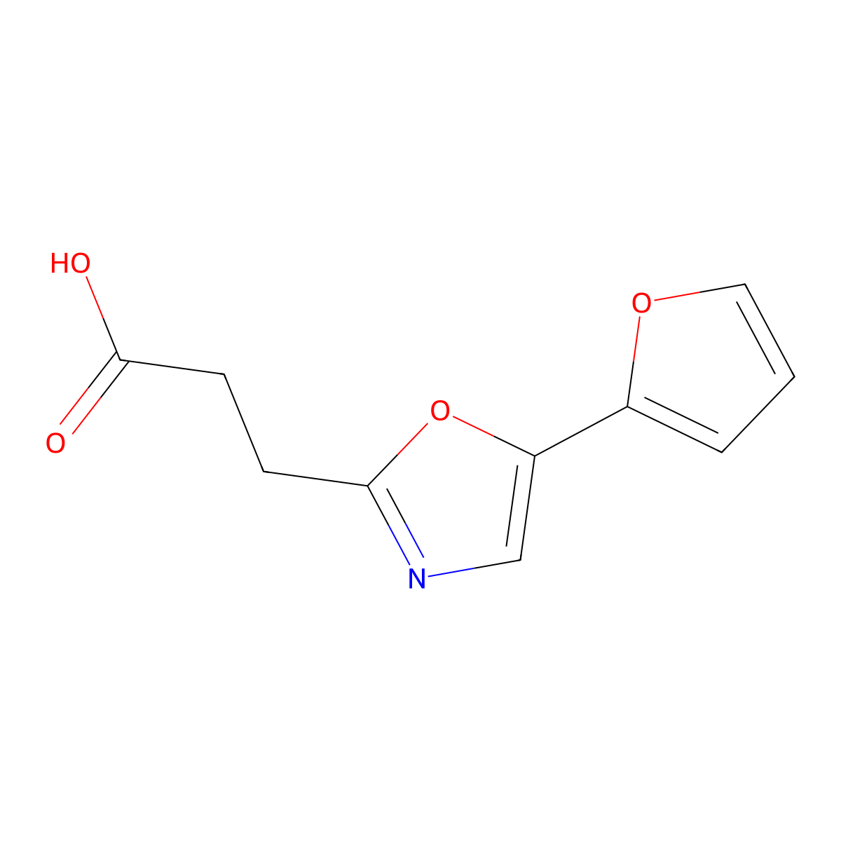 3-[5-(Furan-2-yl)-1,3-oxazol-2-yl]propanoic acid molecular structure, CAS 1016674-88-6