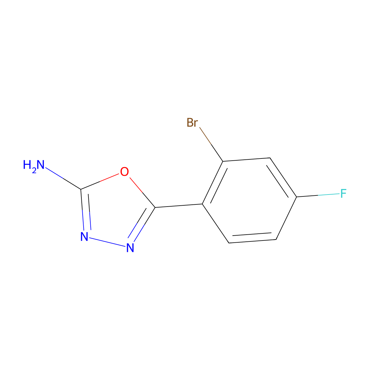 5-(2-Bromo-4-fluorophenyl)-1,3,4-oxadiazol-2-amine molecular structure, CAS 1016675-28-7