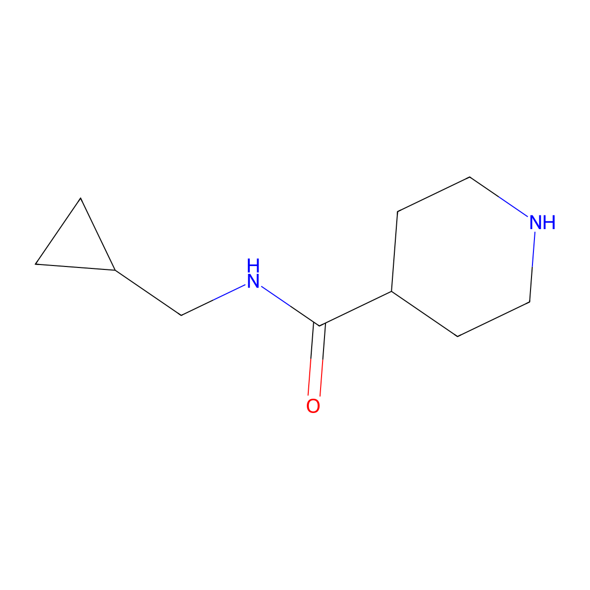 N-(Cyclopropylmethyl)piperidine-4-carboxamide molecular structure, CAS 1016677-42-1