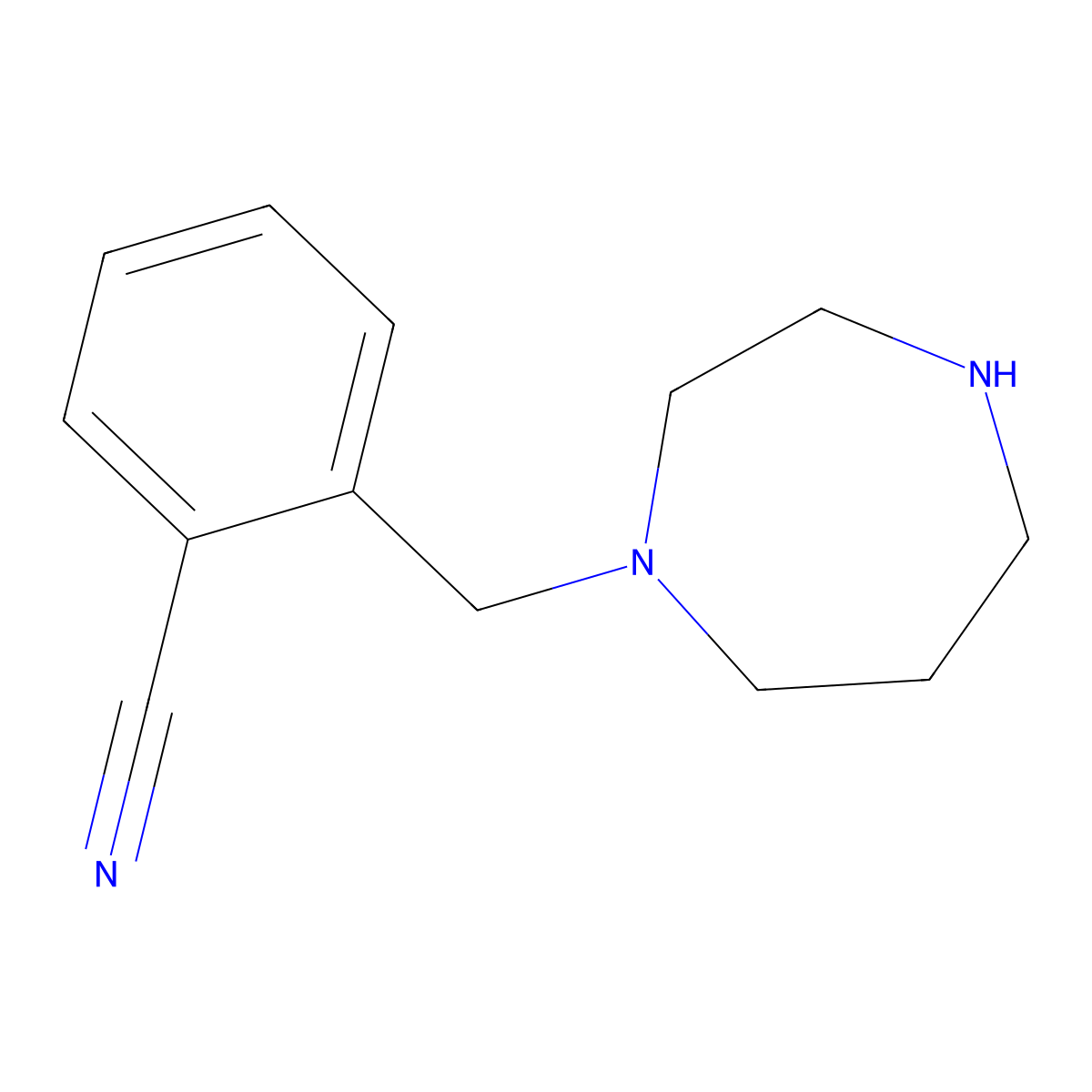 2-(1,4-Diazepan-1-ylmethyl)benzonitrile molecular structure, CAS 1016677-87-4