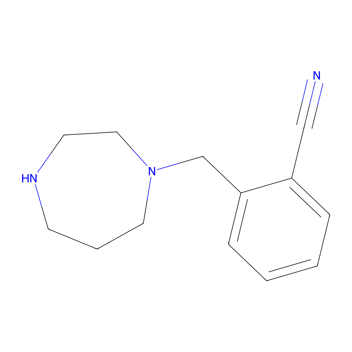 2-(1,4-Diazepan-1-ylmethyl)benzonitrile molecular structure, CAS 1016677-87-4