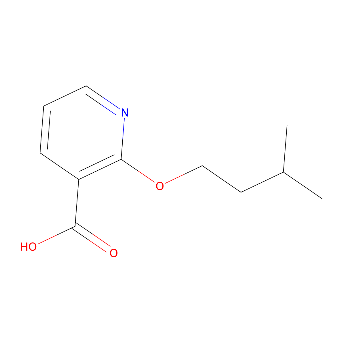 2-(3-Methylbutoxy)pyridine-3-carboxylic acid molecular structure, CAS 1016678-87-7