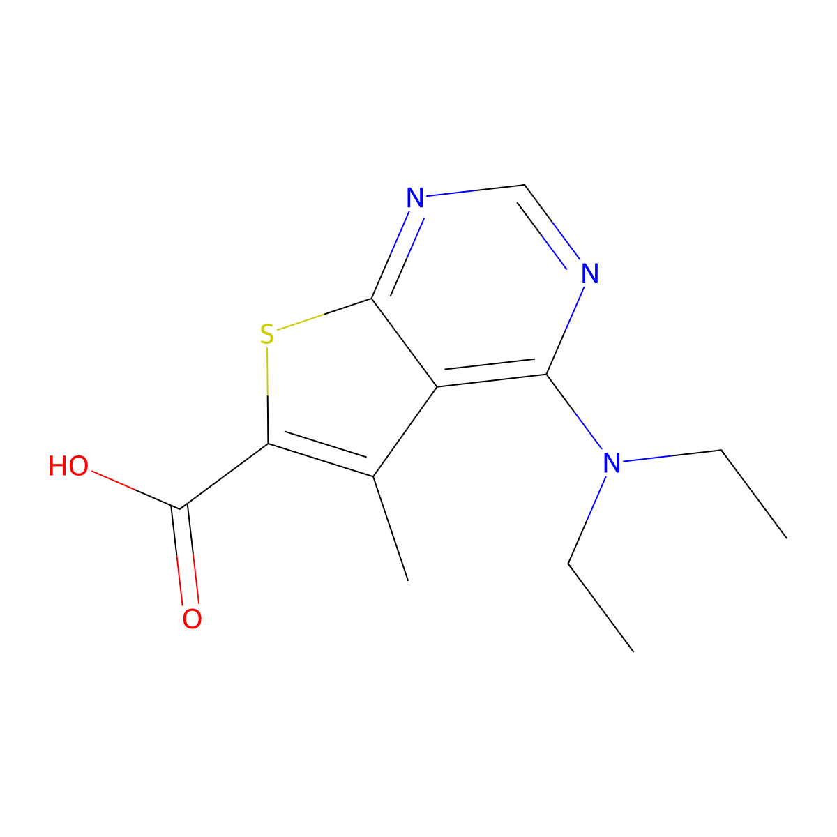 4-(Diethylamino)-5-methylthieno[2,3-d]pyrimidine-6-carboxylic acid molecular structure, CAS 101668-05-7