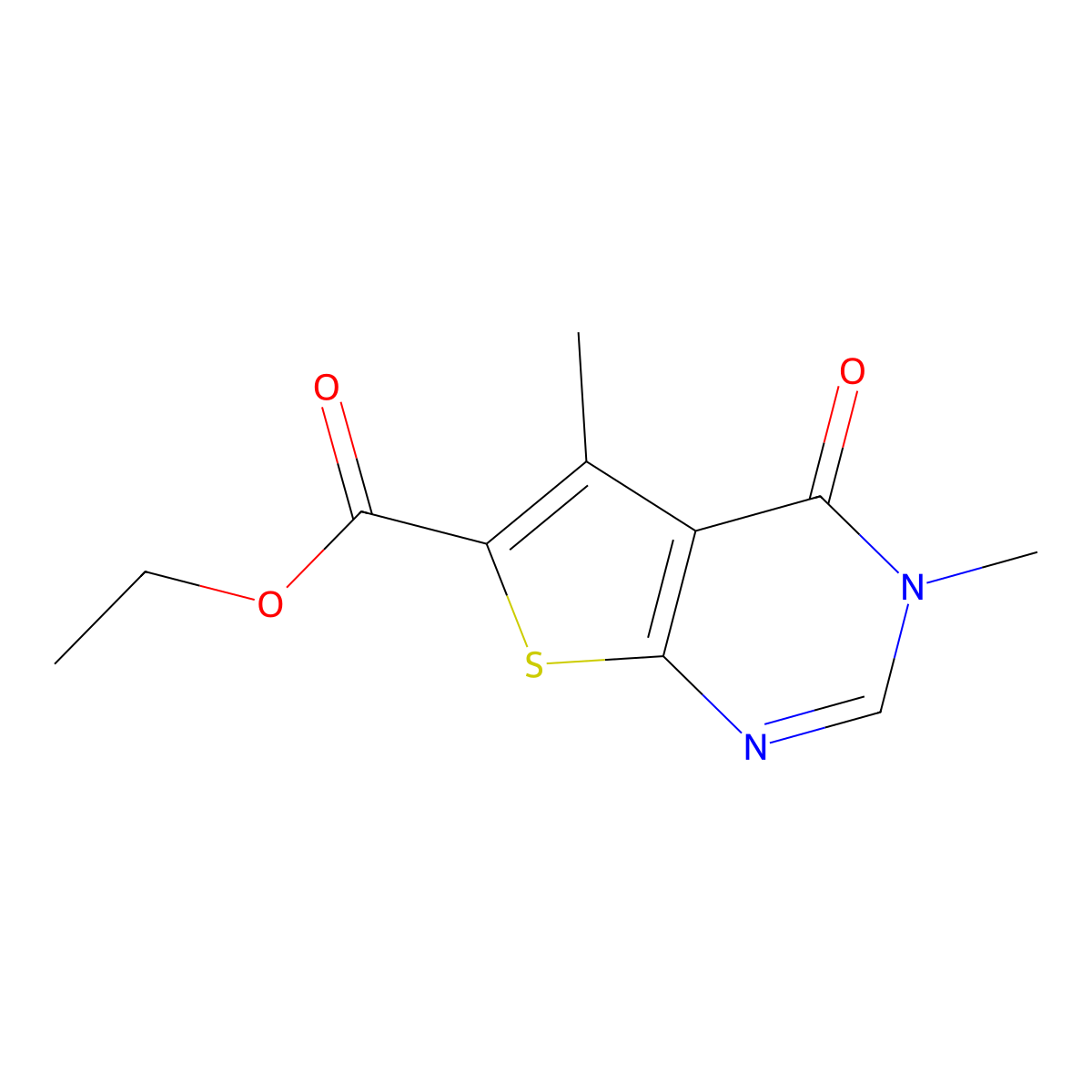 Ethyl 3,5-dimethyl-4-oxothieno[2,3-d]pyrimidine-6-carboxylate molecular structure, CAS 101668-06-8