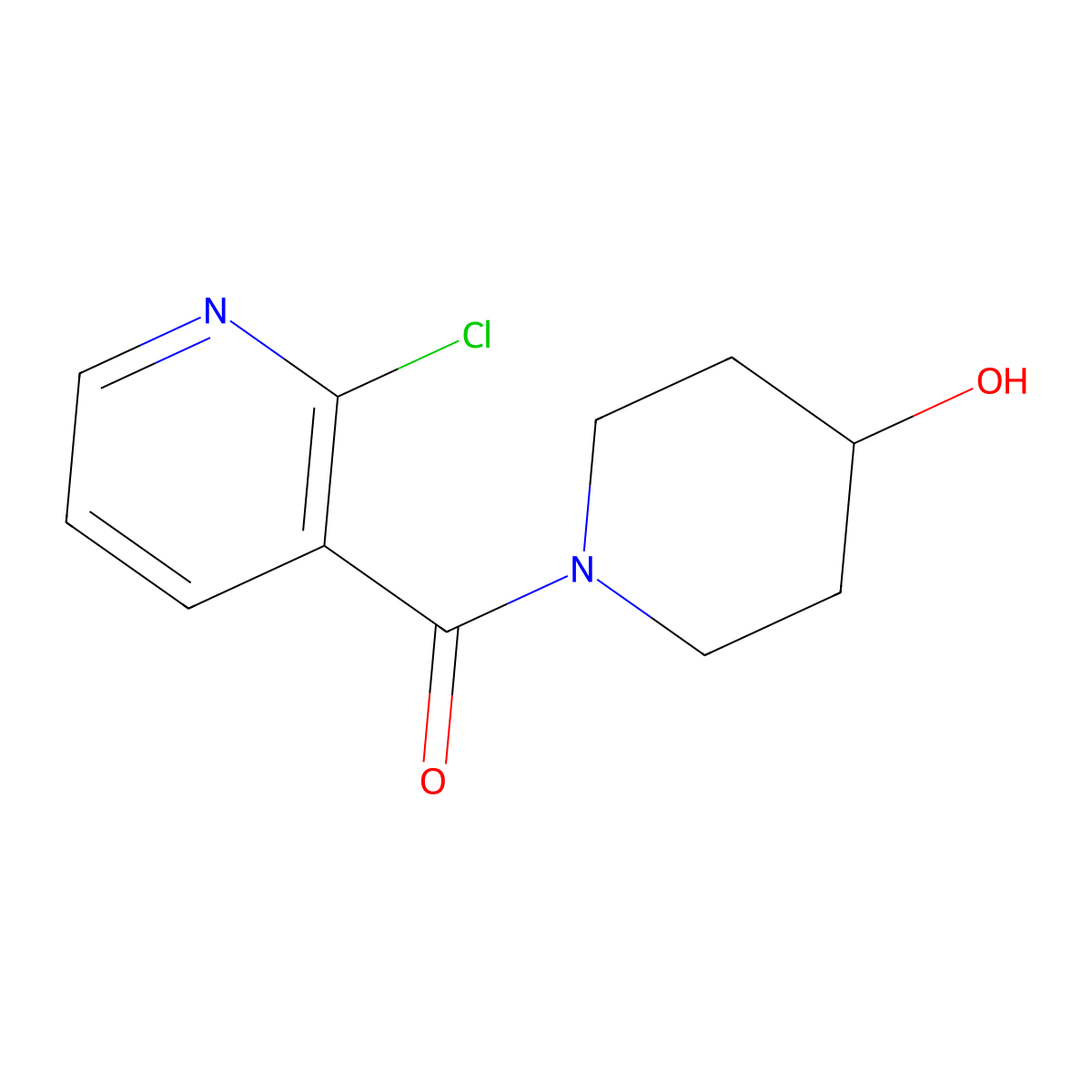 (2-Chloropyridin-3-yl)(4-hydroxypiperidin-1-yl)methanone molecular structure, CAS 1016680-50-4
