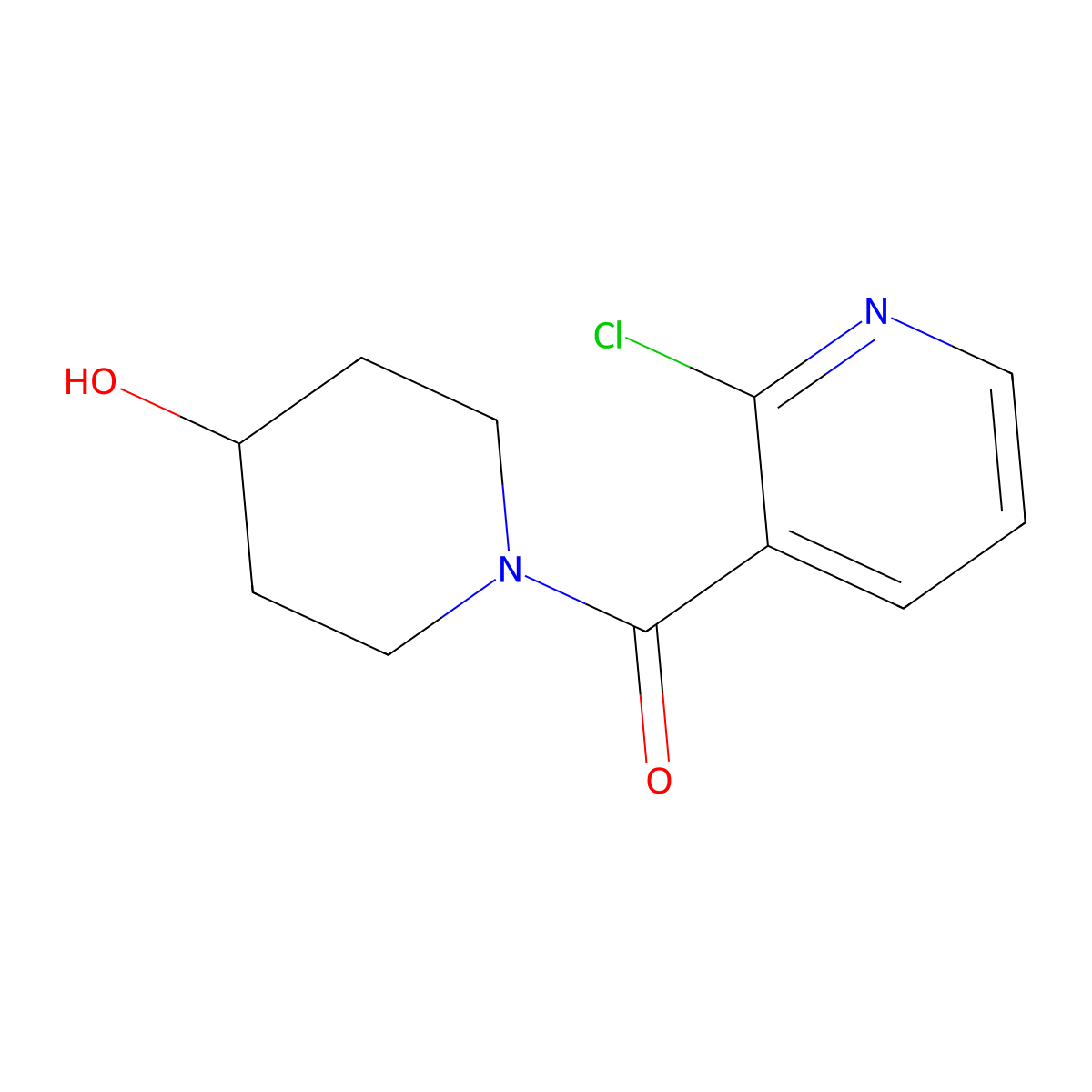 (2-Chloropyridin-3-yl)(4-hydroxypiperidin-1-yl)methanone molecular structure, CAS 1016680-50-4