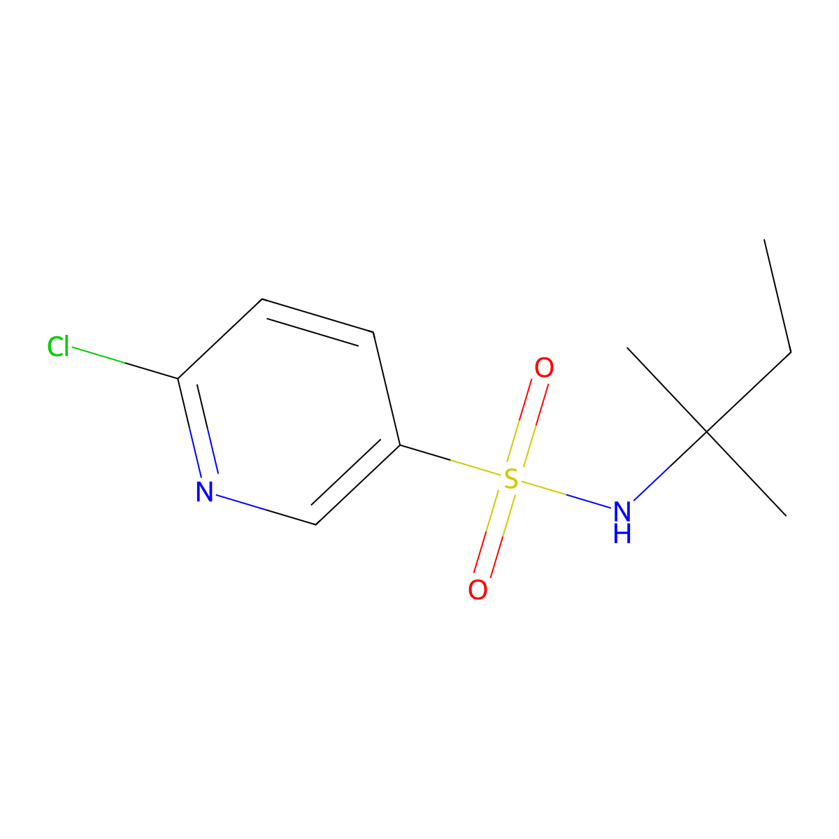 6-chloro-N-(2-methylbutan-2-yl)pyridine-3-sulfonamide molecular structure, CAS 1016682-33-9