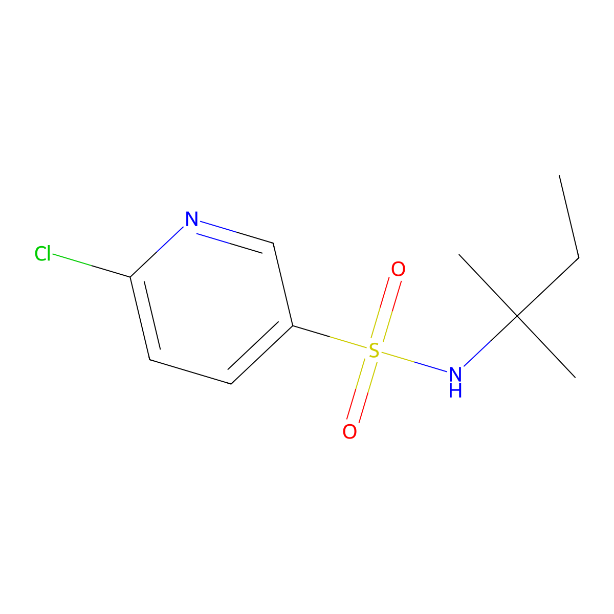 6-chloro-N-(2-methylbutan-2-yl)pyridine-3-sulfonamide molecular structure, CAS 1016682-33-9