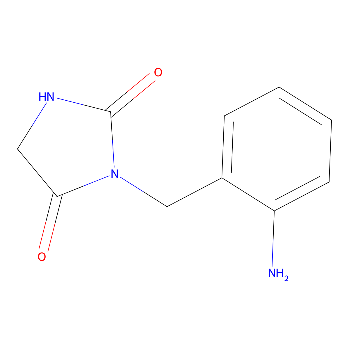 3-[(2-Aminophenyl)methyl]imidazolidine-2,4-dione molecular structure, CAS 1016683-39-8