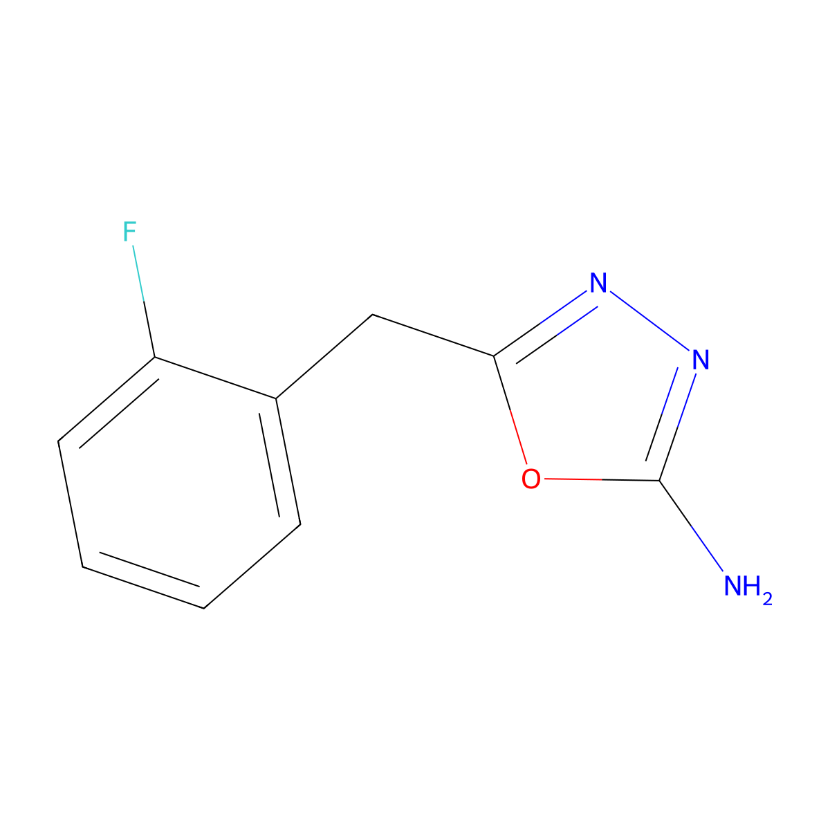 5-((2-Fluorophenyl)methyl)-1,3,4-oxadiazol-2-amine molecular structure, CAS 1016684-14-2