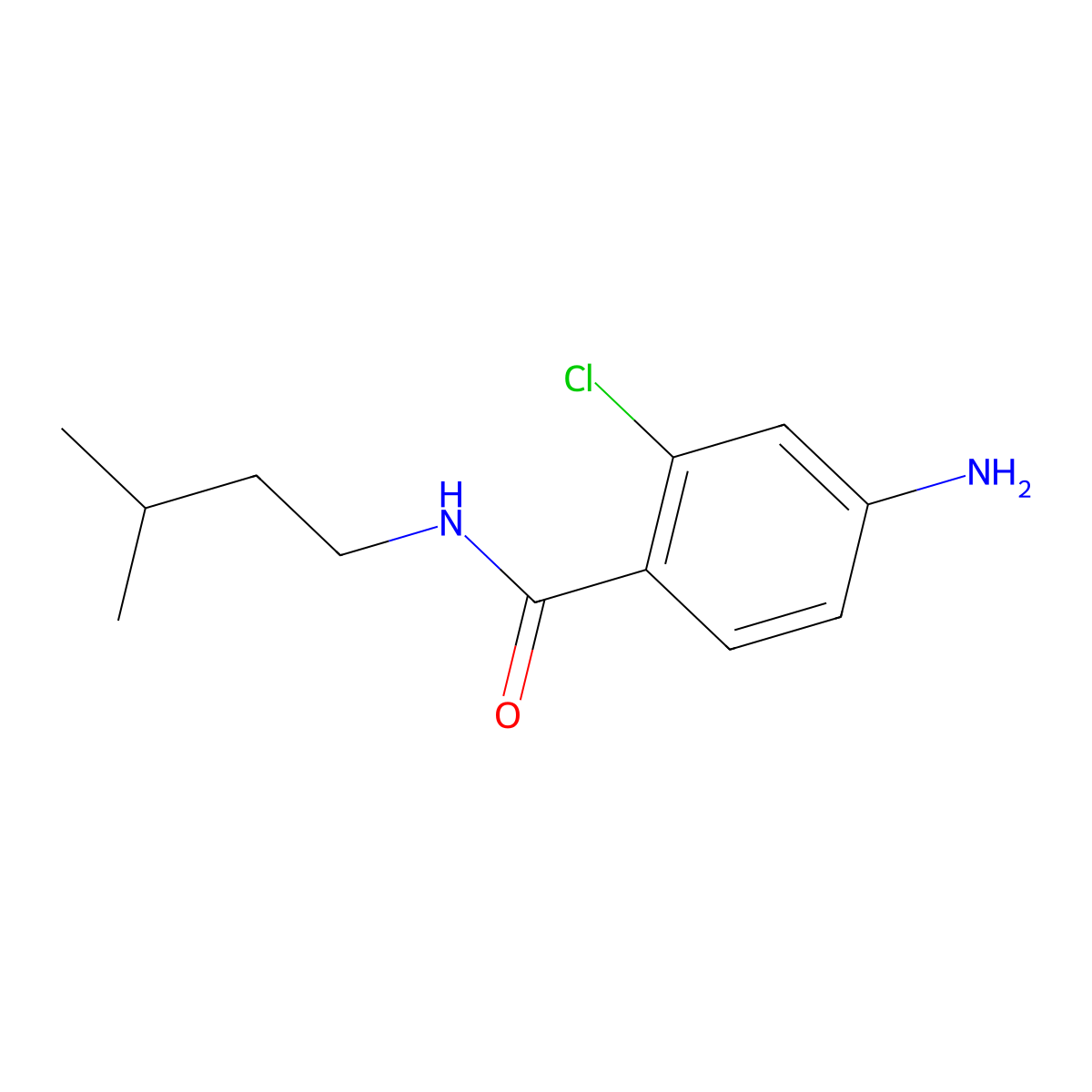 4-amino-2-chloro-N-(3-methylbutyl)benzamide molecular structure, CAS 1016684-49-3