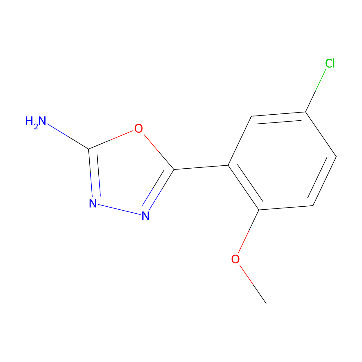 5-(5-Chloro-2-methoxyphenyl)-1,3,4-oxadiazol-2-amine molecular structure, CAS 1016686-46-6