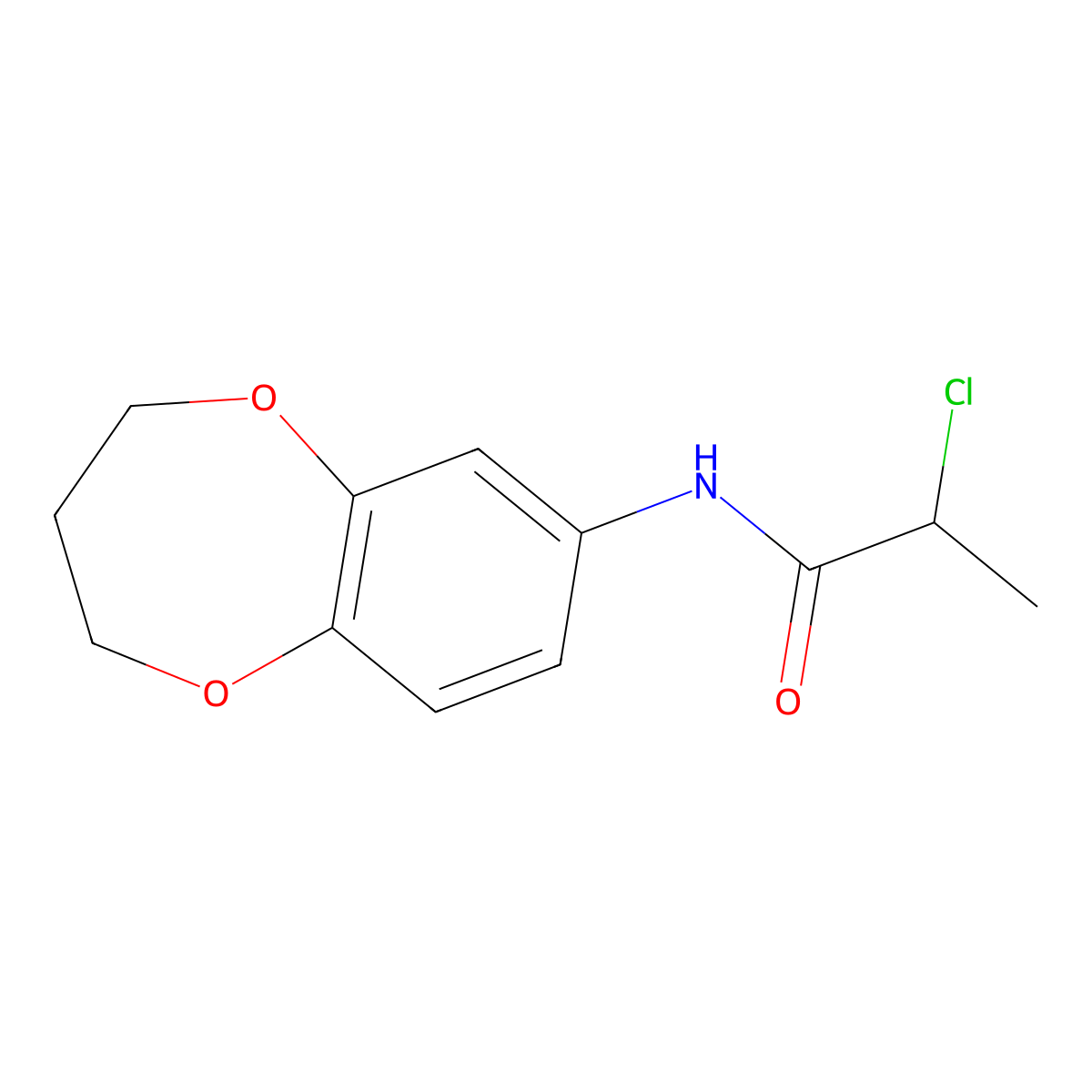2-chloro-N-(3,4-dihydro-2H-1,5-benzodioxepin-7-yl)propanamide molecular structure, CAS 1016686-81-9
