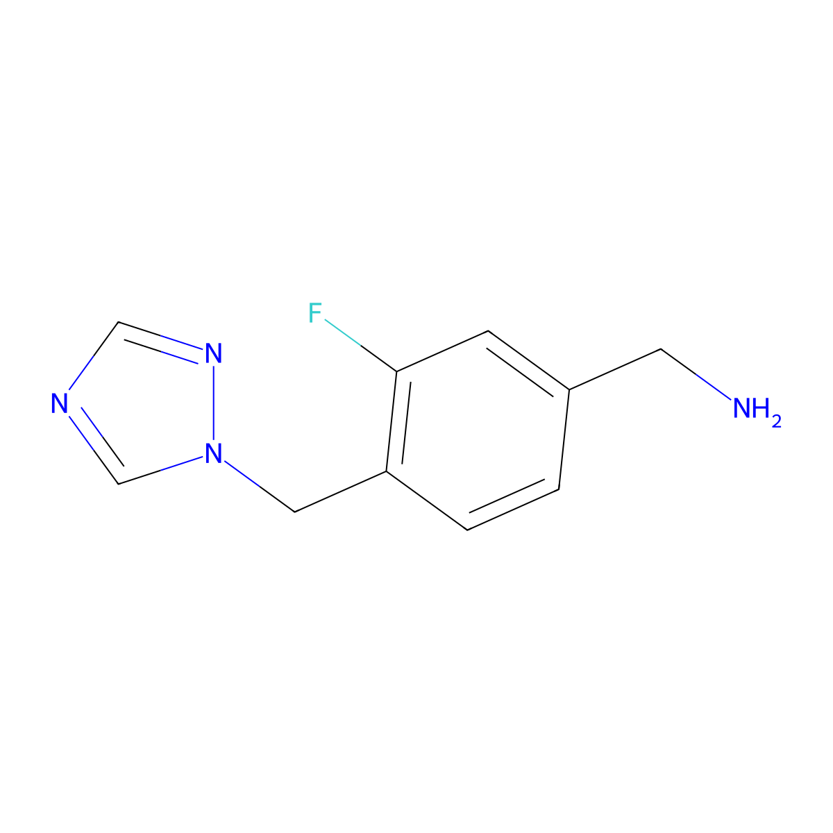(4-((1H-1,2,4-Triazol-1-yl)methyl)-3-fluorophenyl)methanamine molecular structure, CAS 1016687-60-7