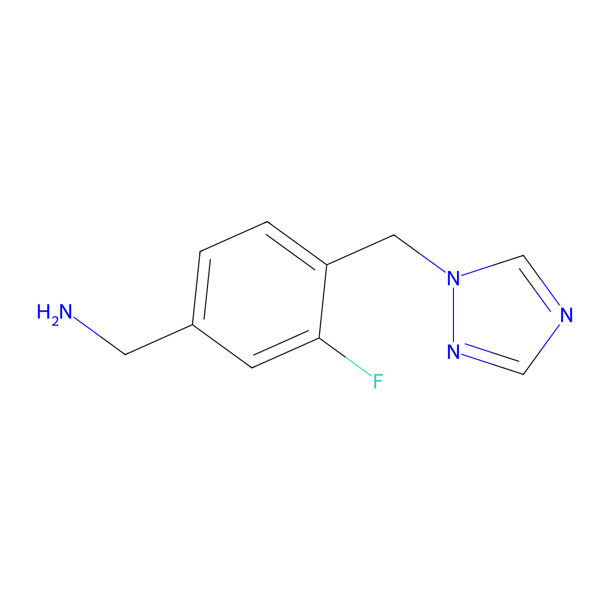 (4-((1H-1,2,4-Triazol-1-yl)methyl)-3-fluorophenyl)methanamine molecular structure, CAS 1016687-60-7