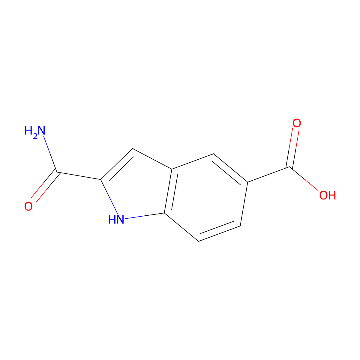 2-Carbamoyl-1H-indole-5-carboxylic acid molecular structure, CAS 1016689-66-9
