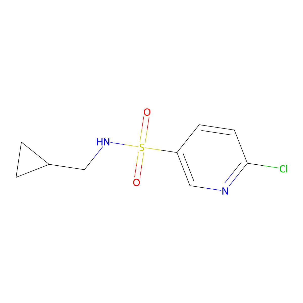 6-chloro-N-(cyclopropylmethyl)pyridine-3-sulfonamide molecular structure, CAS 1016689-89-6