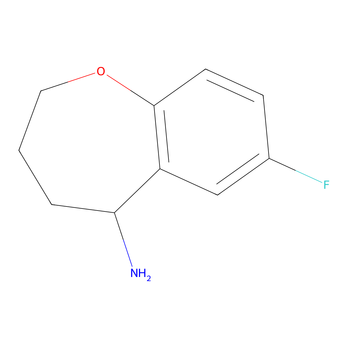 7-Fluoro-2,3,4,5-tetrahydro-1-benzoxepin-5-amine molecular structure, CAS 1016689-92-1