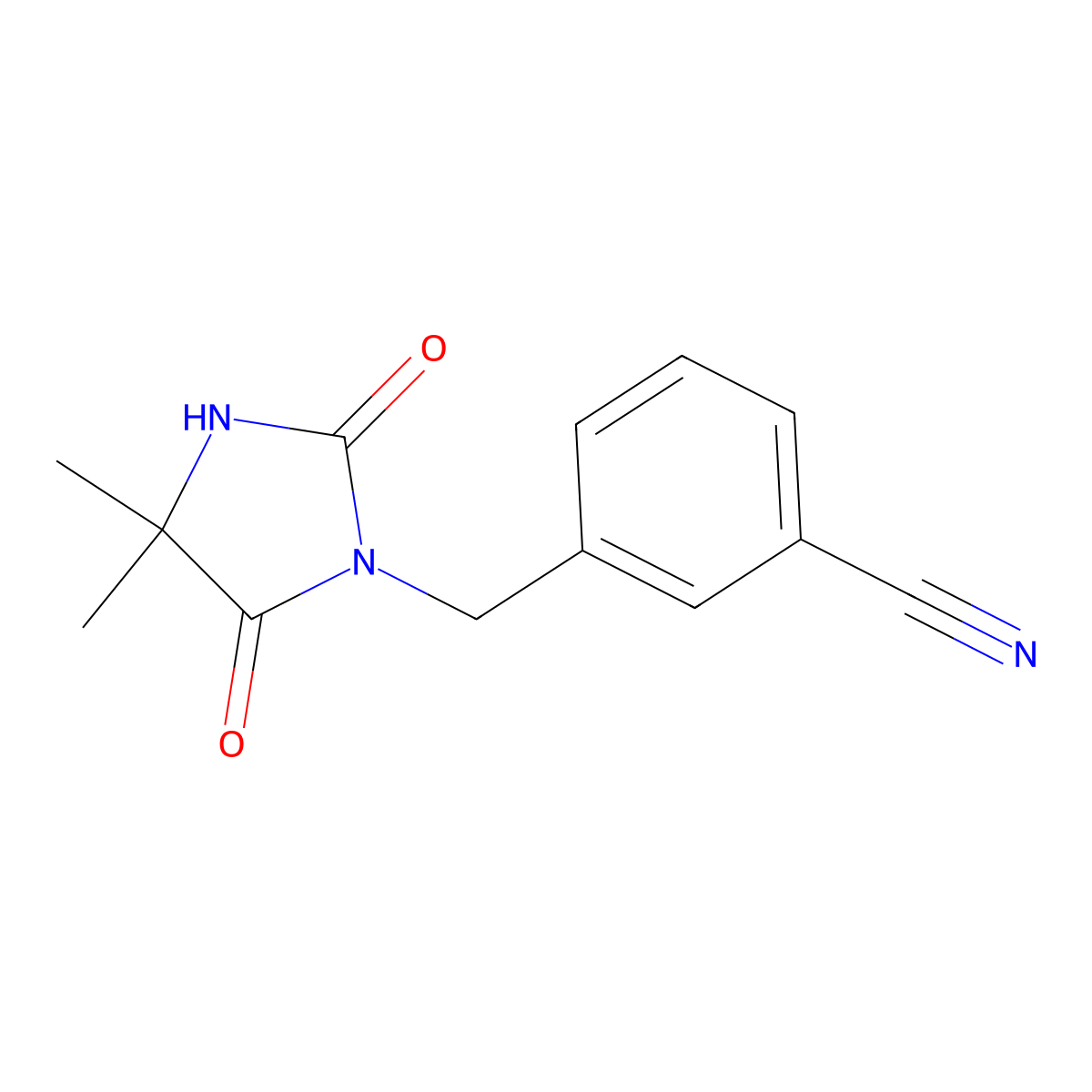 3-[(4,4-Dimethyl-2,5-dioxoimidazolidin-1-yl)methyl]benzonitrile molecular structure, CAS 1016690-59-7