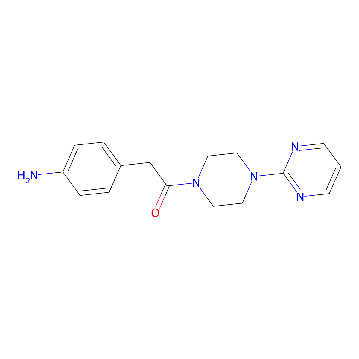 2-(4-Aminophenyl)-1-(4-(pyrimidin-2-yl)piperazin-1-yl)ethan-1-one molecular structure, CAS 1016694-81-7