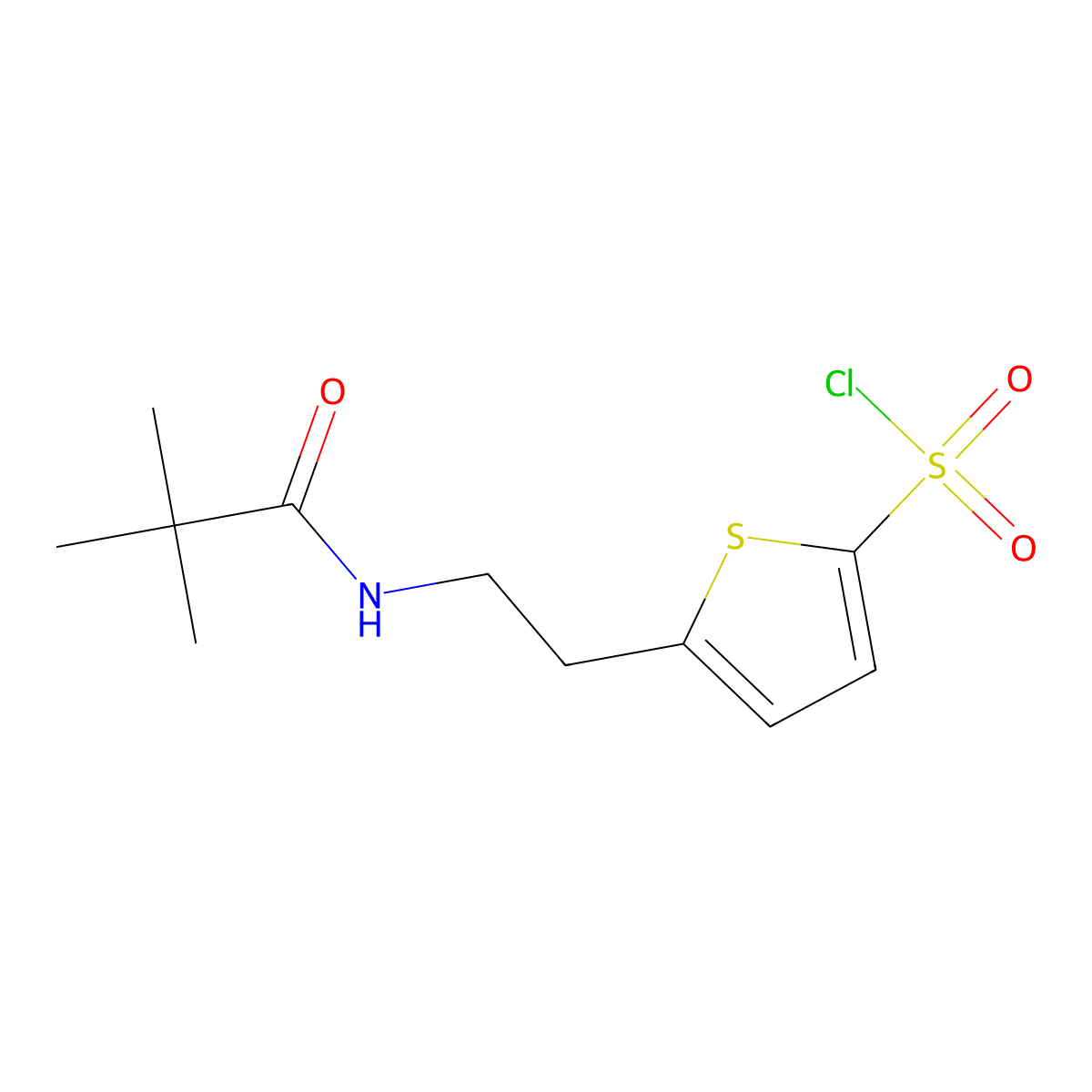 5-(2-(2,2-Dimethylpropanamido)ethyl)thiophene-2-sulfonyl chloride molecular structure, CAS 1016696-29-9