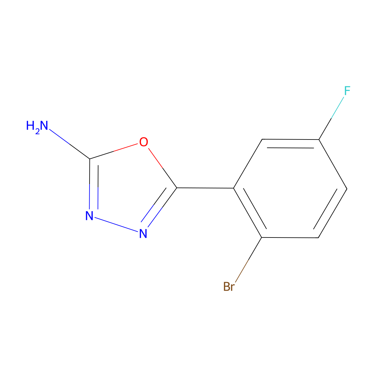 5-(2-Bromo-5-fluorophenyl)-1,3,4-oxadiazol-2-amine molecular structure, CAS 1016696-45-9