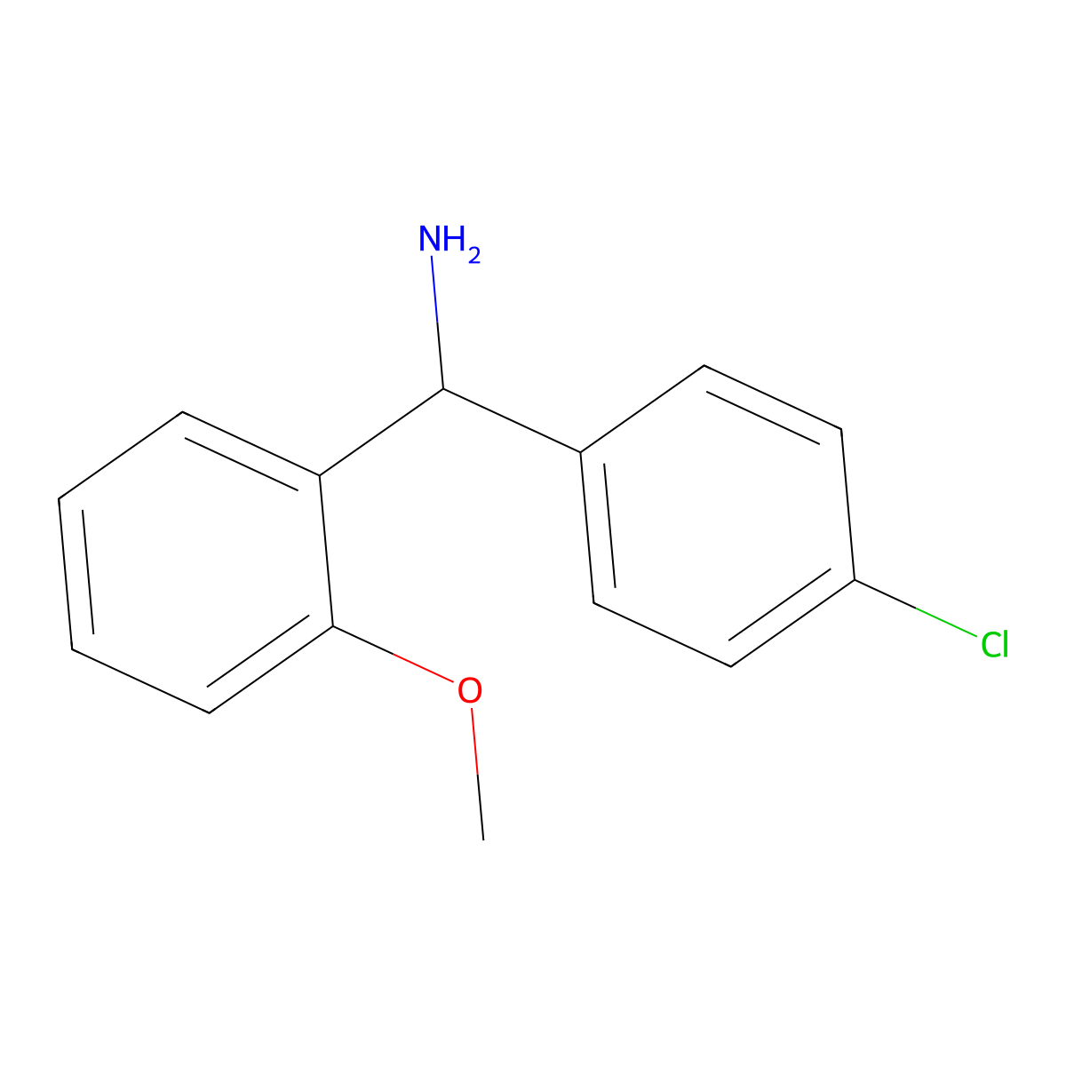 (4-Chlorophenyl)(2-methoxyphenyl)methanamine molecular structure, CAS 1016696-64-2