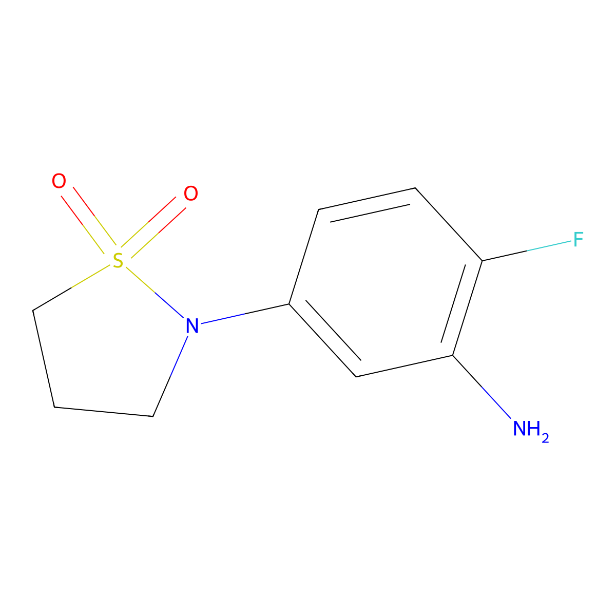 2-(3-Amino-4-fluorophenyl)-1lambda6,2-thiazolidine-1,1-dione molecular structure, CAS 1016697-24-7