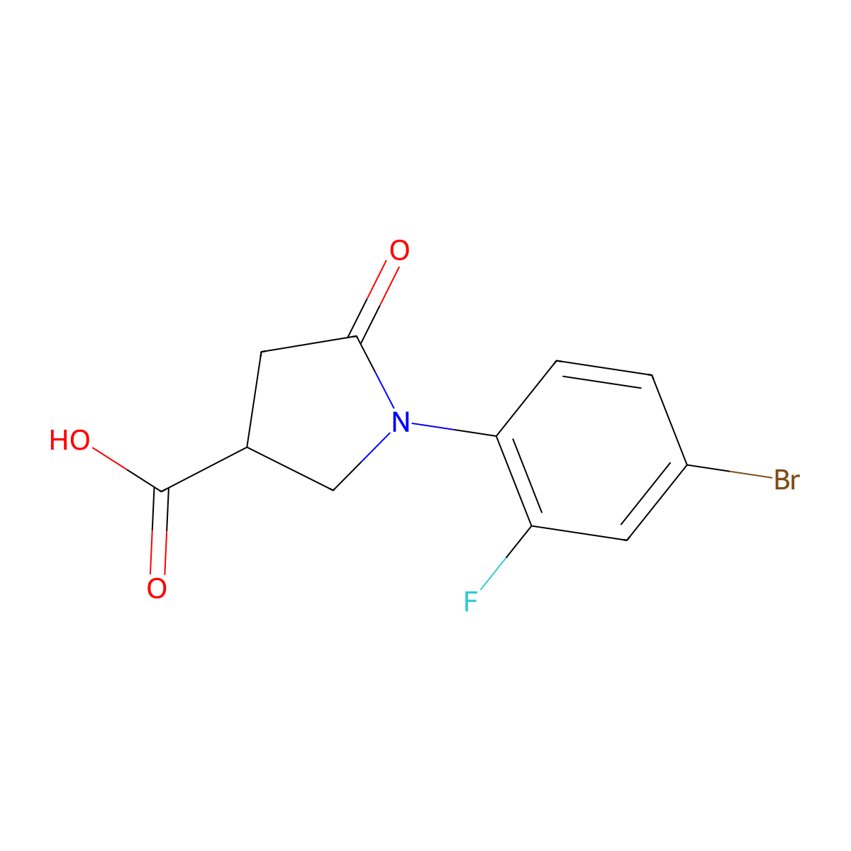 1-(4-Bromo-2-fluorophenyl)-5-oxopyrrolidine-3-carboxylic acid molecular structure, CAS 1016697-56-5