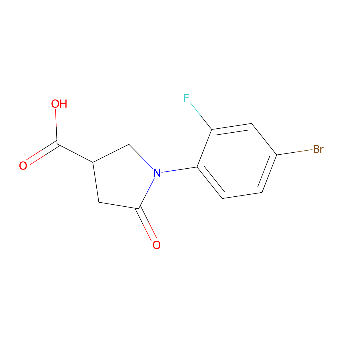 1-(4-Bromo-2-fluorophenyl)-5-oxopyrrolidine-3-carboxylic acid molecular structure, CAS 1016697-56-5