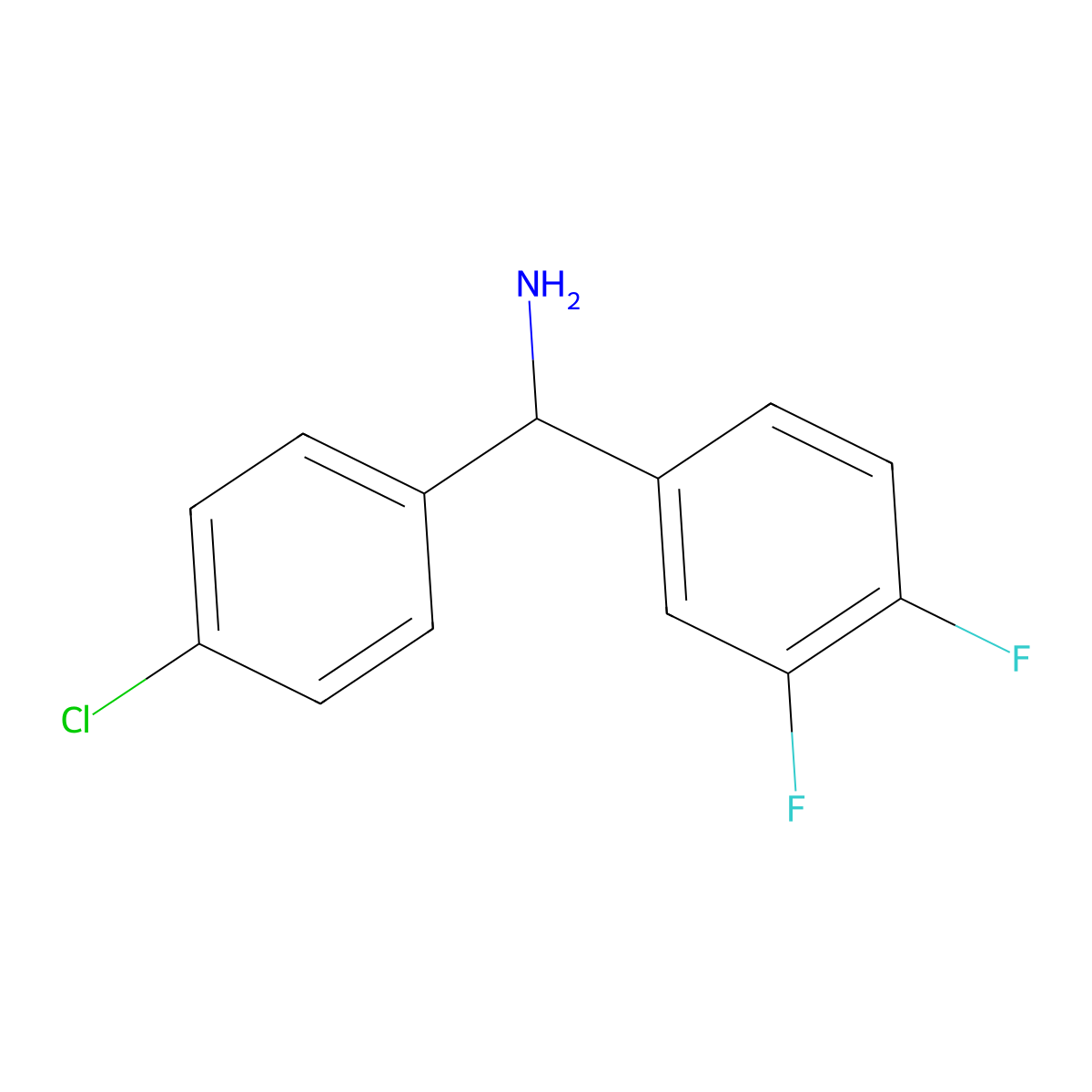 (4-Chlorophenyl)(3,4-difluorophenyl)methanamine molecular structure, CAS 1016697-79-2
