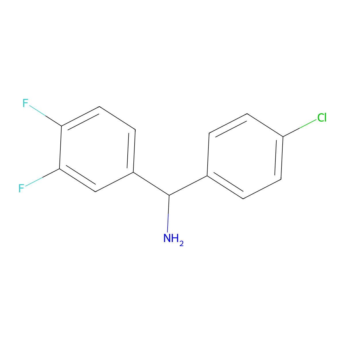 (4-Chlorophenyl)(3,4-difluorophenyl)methanamine molecular structure, CAS 1016697-79-2