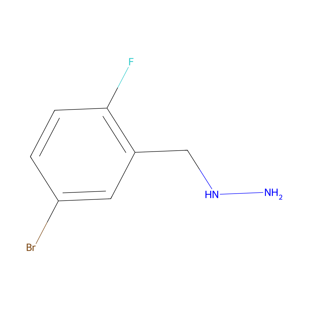 [(5-Bromo-2-fluorophenyl)methyl]hydrazine molecular structure, CAS 1016699-41-4