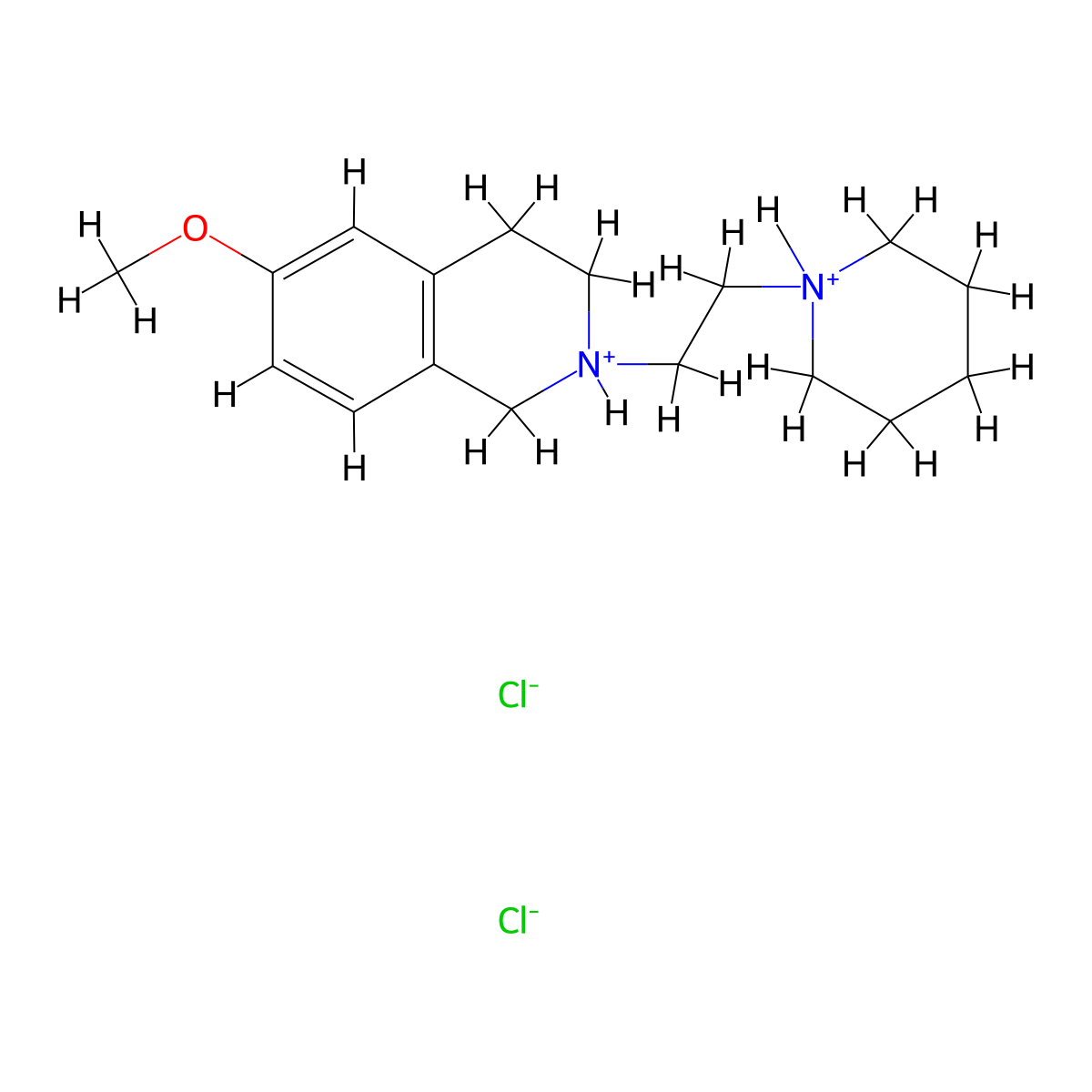 Isoquinoline, 1,2,3,4-tetrahydro-6-methoxy-2-(2-piperidinoethyl)-, dihydrochloride molecular structure, CAS 101670-54-6