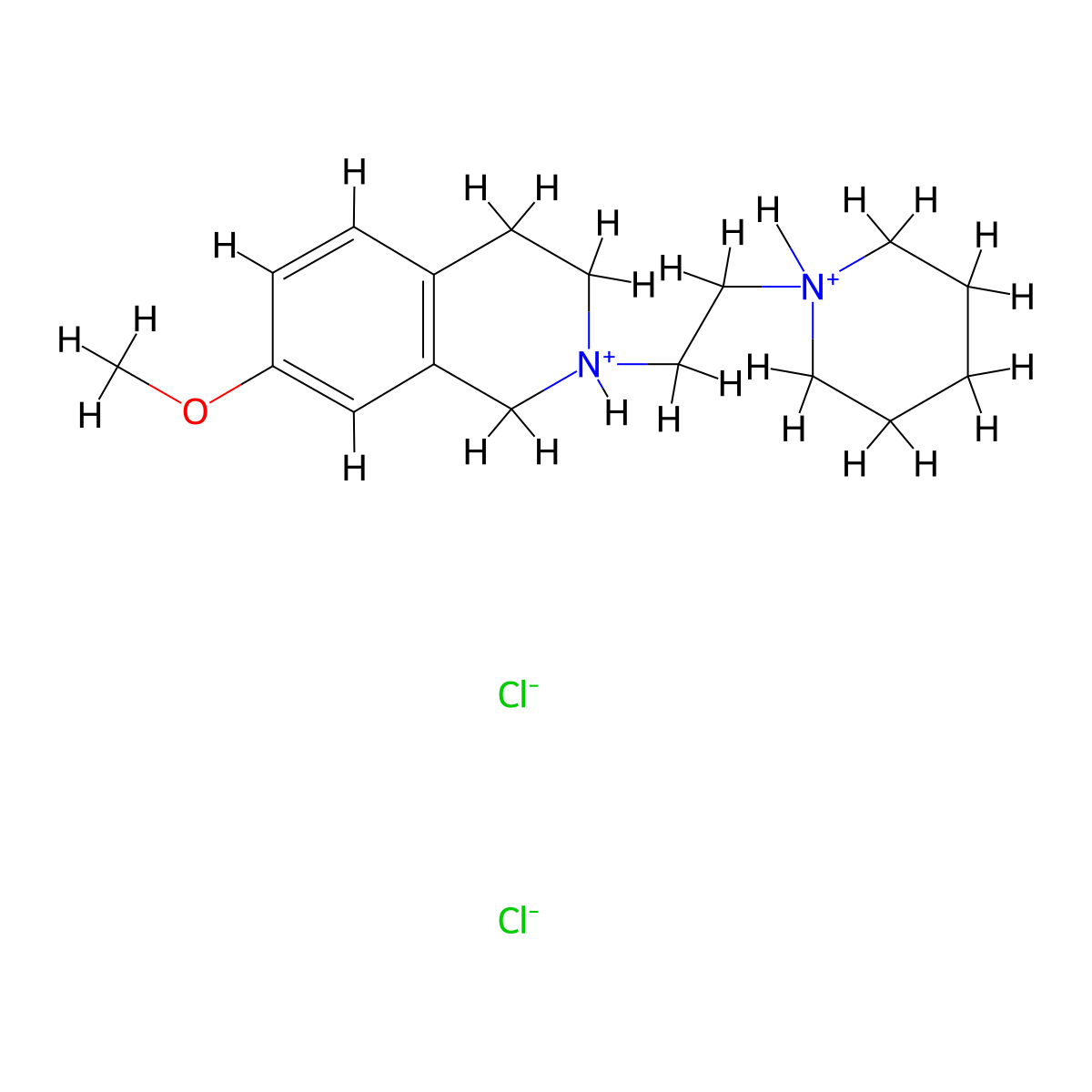 Isoquinoline, 1,2,3,4-tetrahydro-7-methoxy-2-(2-piperidinoethyl)-, dihydrochloride molecular structure, CAS 101670-55-7