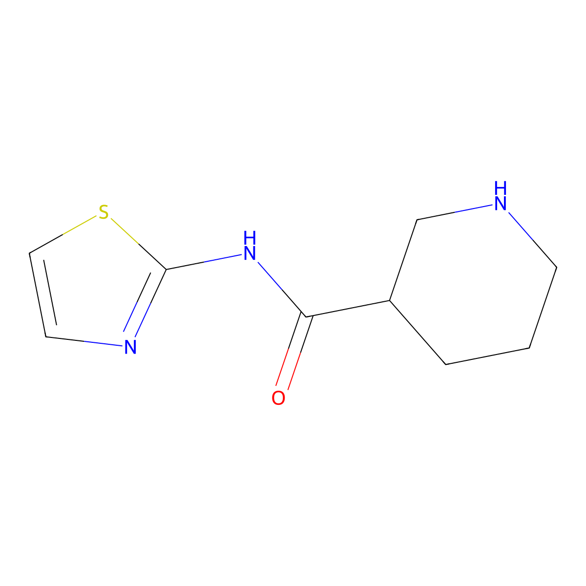 N-(1,3-thiazol-2-yl)piperidine-3-carboxamide molecular structure, CAS 1016702-99-0